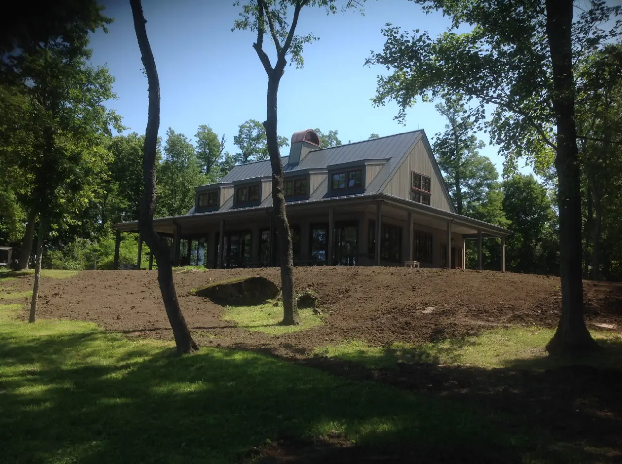 A house surrounded by trees